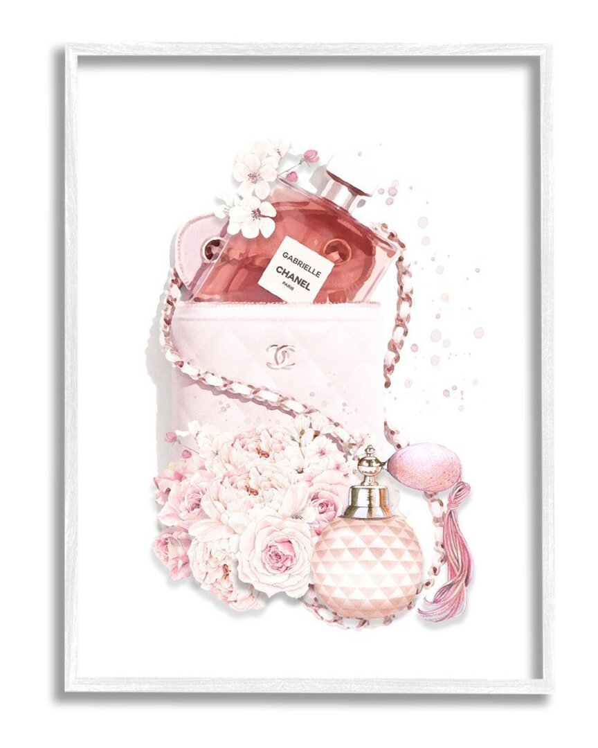 Stupell Pink Designer Bag With Chic Florals Paint Splatter Wall Art