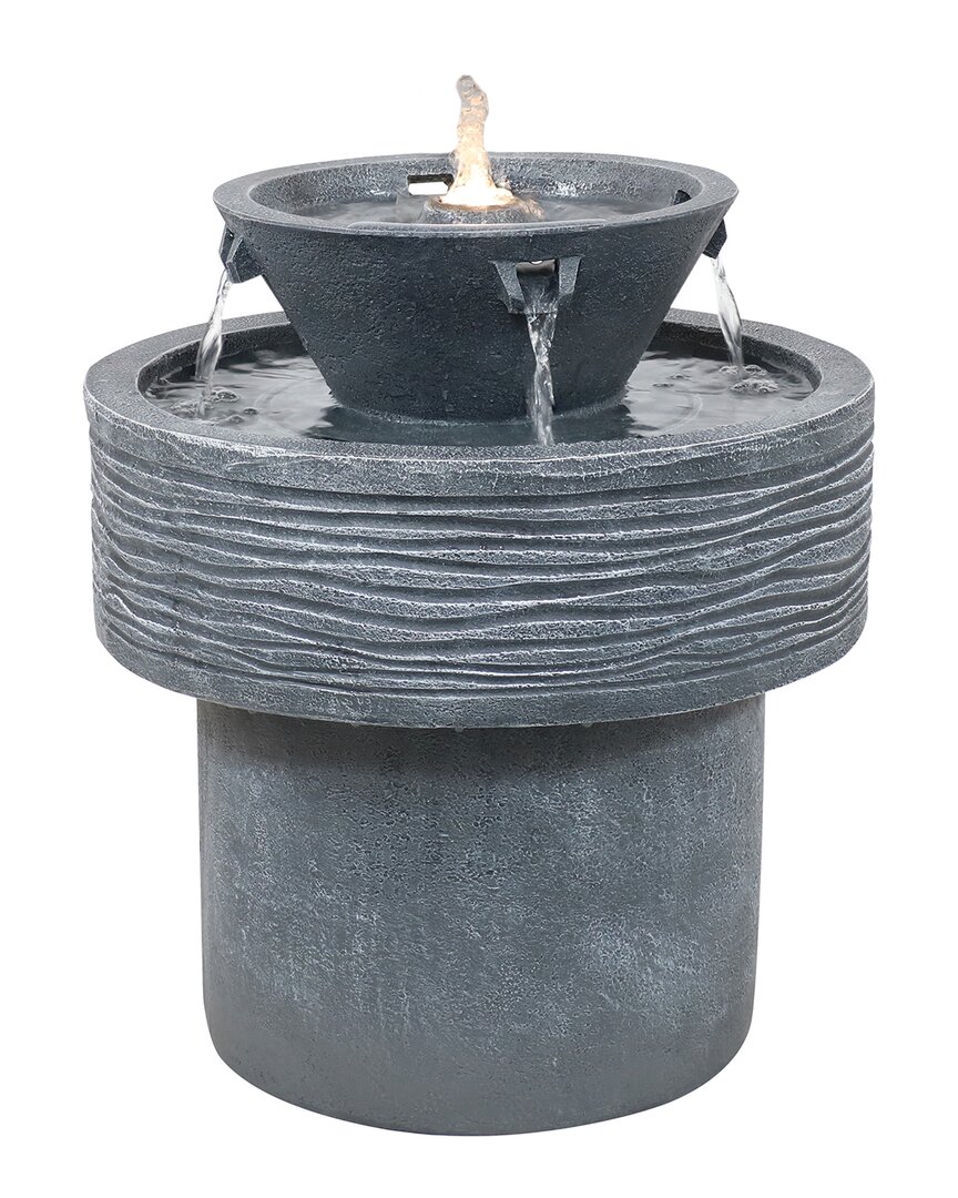 Sunnydaze Tranquil Streams Resin Outdoor Water Fountain In Grey