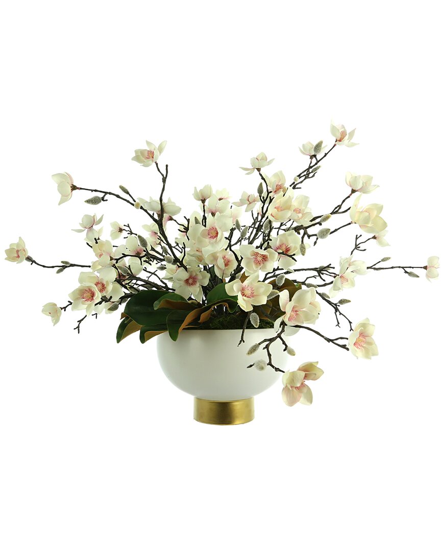 Creative Displays White Butterfly Magnolia & Leaves Floral Arrangement