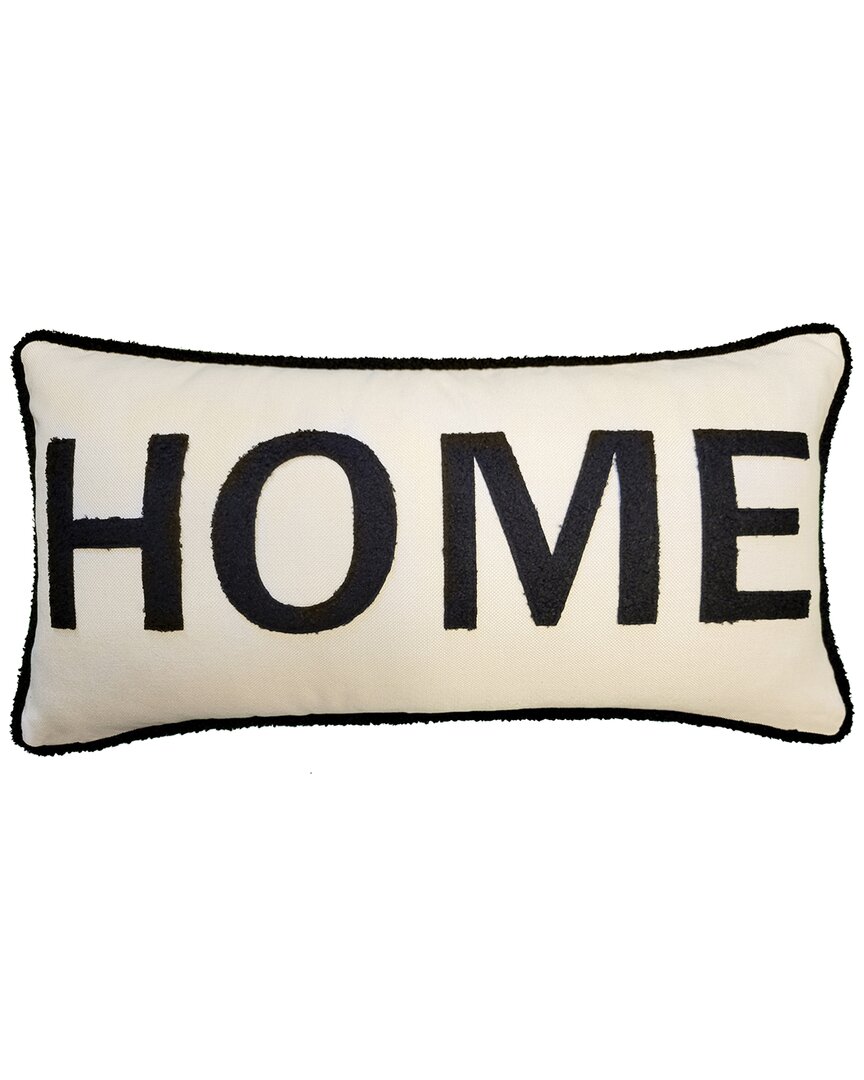 Edie Home Edie@home Home' Plush Laser Cut With Buffalo Check Reverse Decorative Pillow In Black
