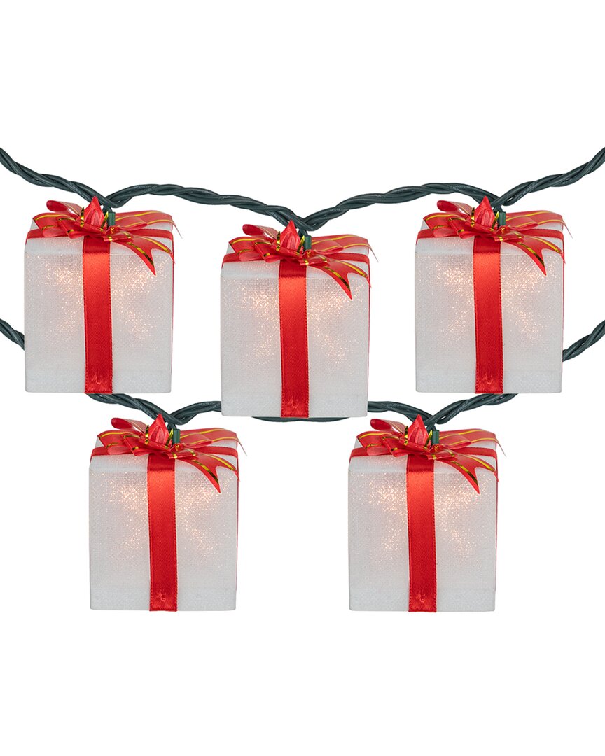 Northlight 10ct White & Red Christmas Present Light Set In White