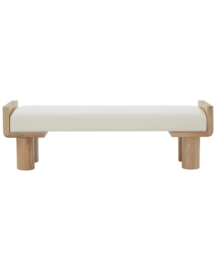 Safavieh Couture Iryna Boucle & Wood Bench In White