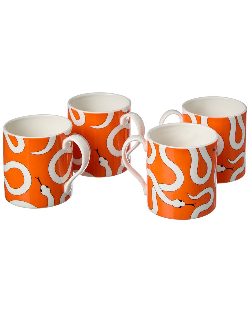 Jonathan Adler Set Of 4 Eden Mugs In Orange