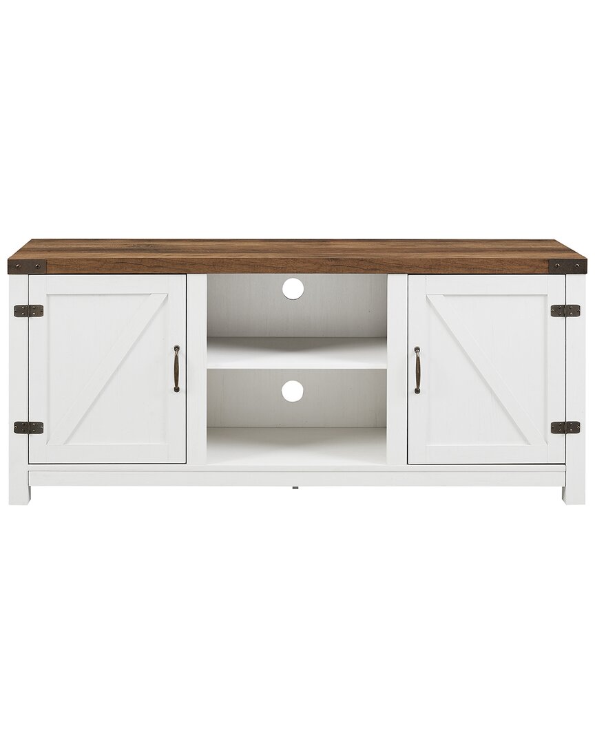 Walker Edison Modern Farmhouse Barn Door 3-shelf Tv Stand For Tvs Up To 65in In Brown