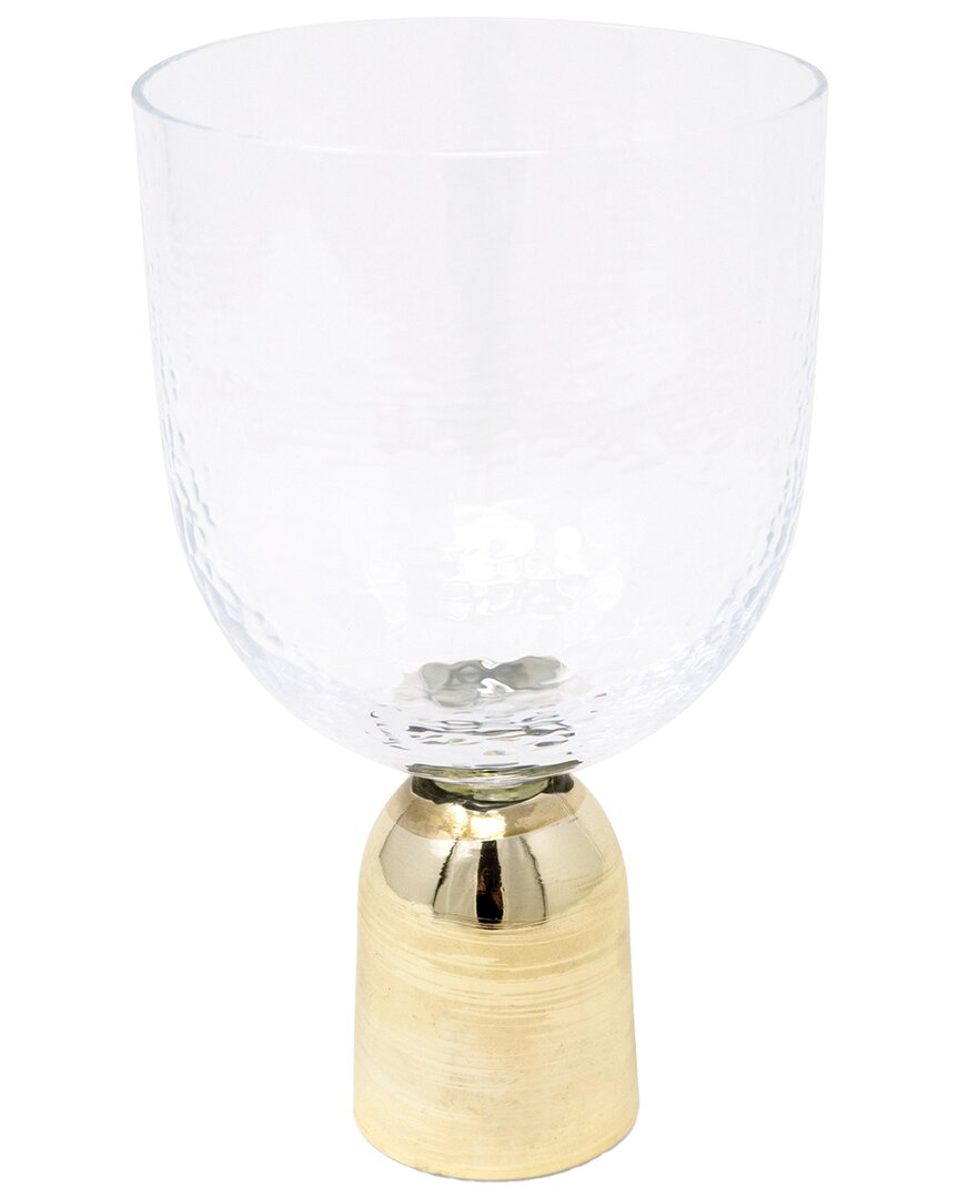 Vivience Set Of 6 Hammered Water Glasses On Pedestal