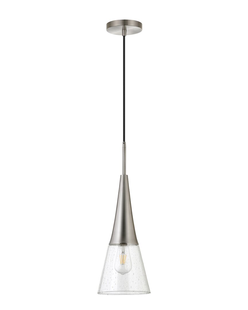 Abraham + Ivy Myra Brushed Nickel Pendant With Seeded Glass Shade In Silver