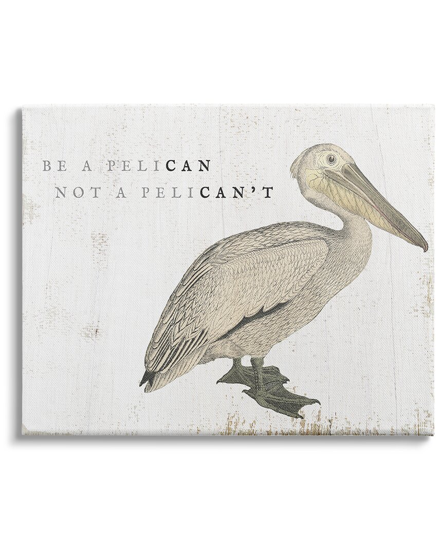 Stupell Industries Be Pelican Not Pelican't Funny Beach Phrase Pun Stretched Canvas Wall Art By Daph In Tan