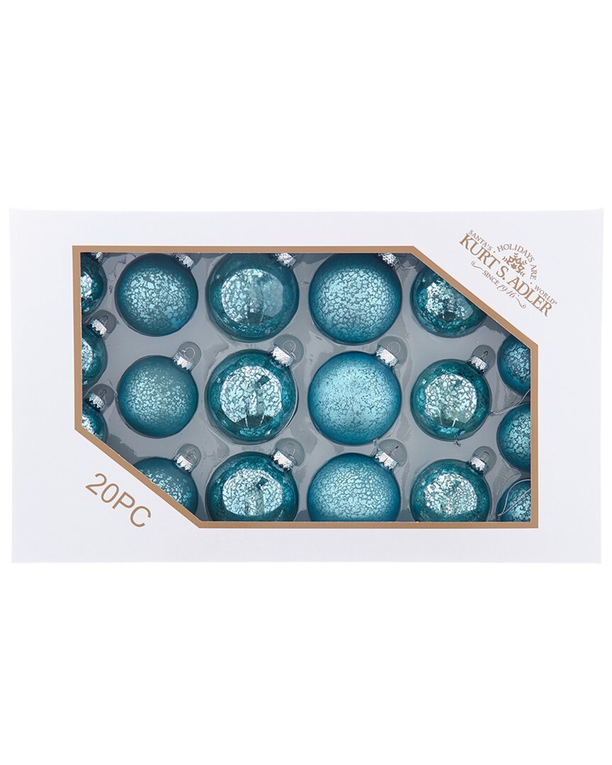 Kurt Adler 20pc 60-80mm Mercury Ball Christmas Ornament Set