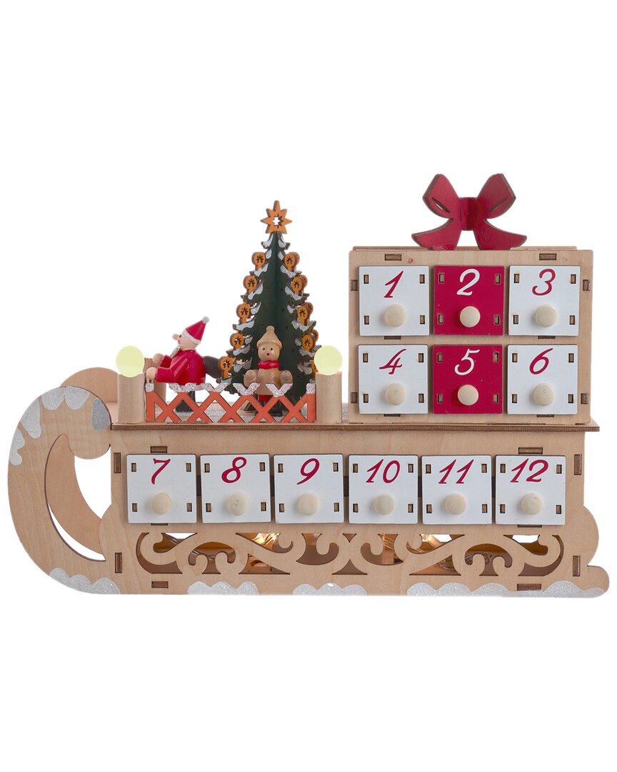 Kurt Adler 8.3in Led Santa Sled With Advent Calendar