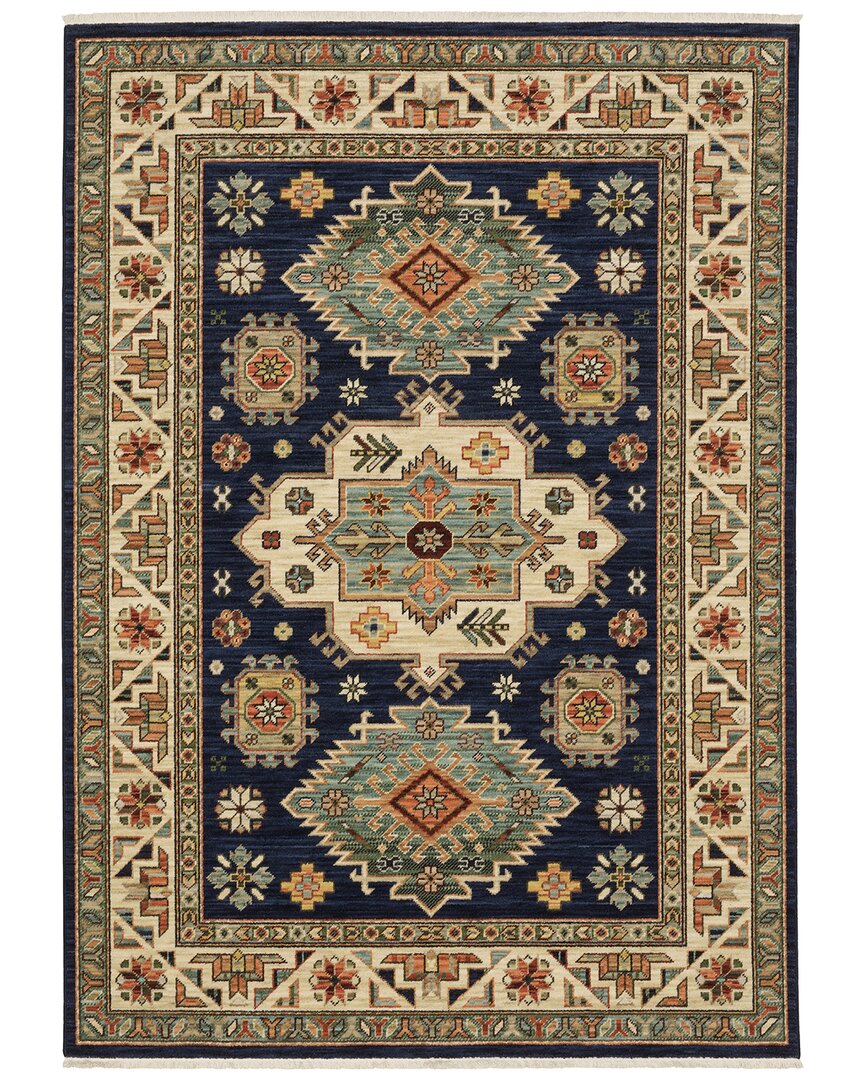 Stylehaven Lakeview Tribal Diamond Medallion Fringed Edge Wool-blend Area Rug In Charcoal