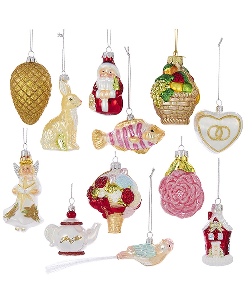 Kurt Adler Set Of 12 2.75-4in Noble Gems Wedding Ornaments