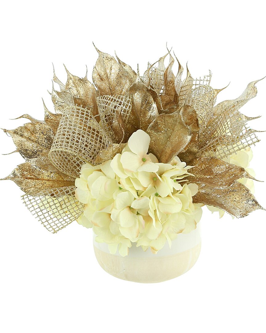 Creative Displays Golden Magnolia Leaves Faux Floral Arrangement In Cream