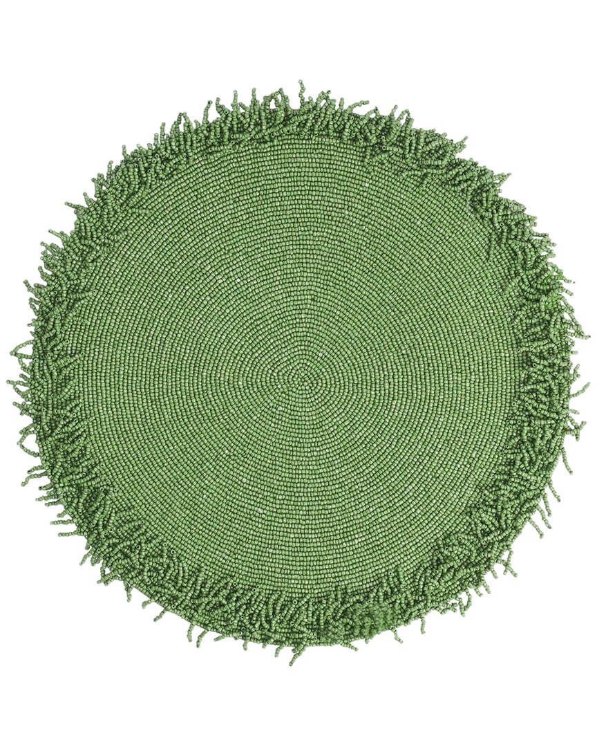 Tiramisu Fringe Beaded Placemat In Green