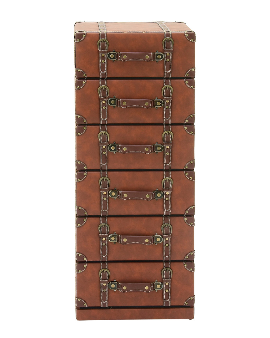 Peyton Lane Tan Fau X Leather And Wood Traditional Chest In Brown