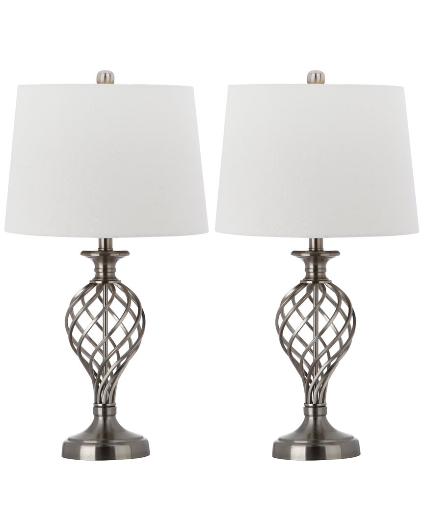 Safavieh Set Of 2 Lattice Urn Platinum-tone Table Lamps