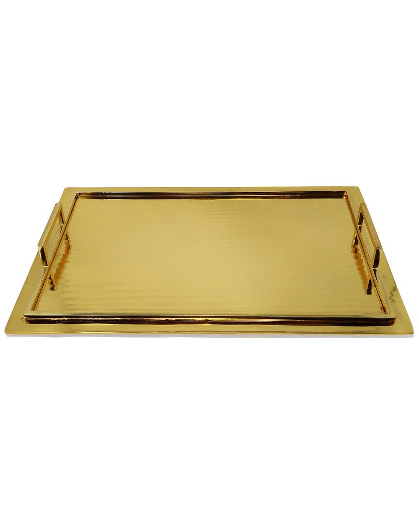Vivience Serving Tray With Handles - Small In Gold