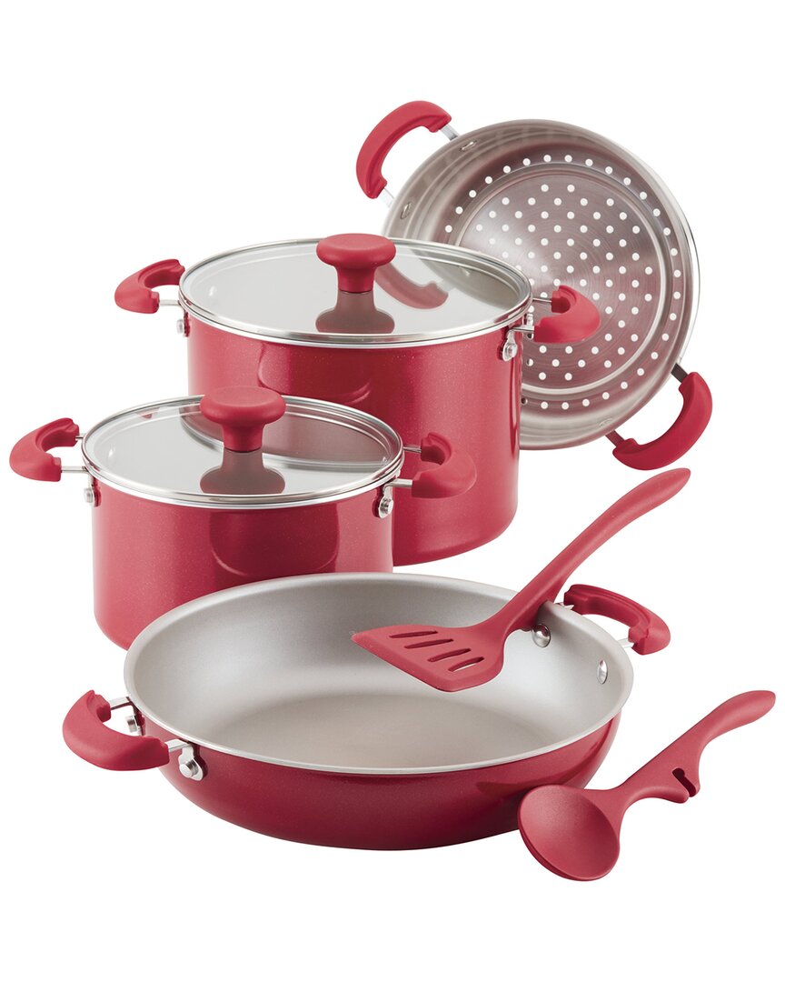 Rachael Ray Create Delicious Enameled Aluminum Cookware Set In Red
