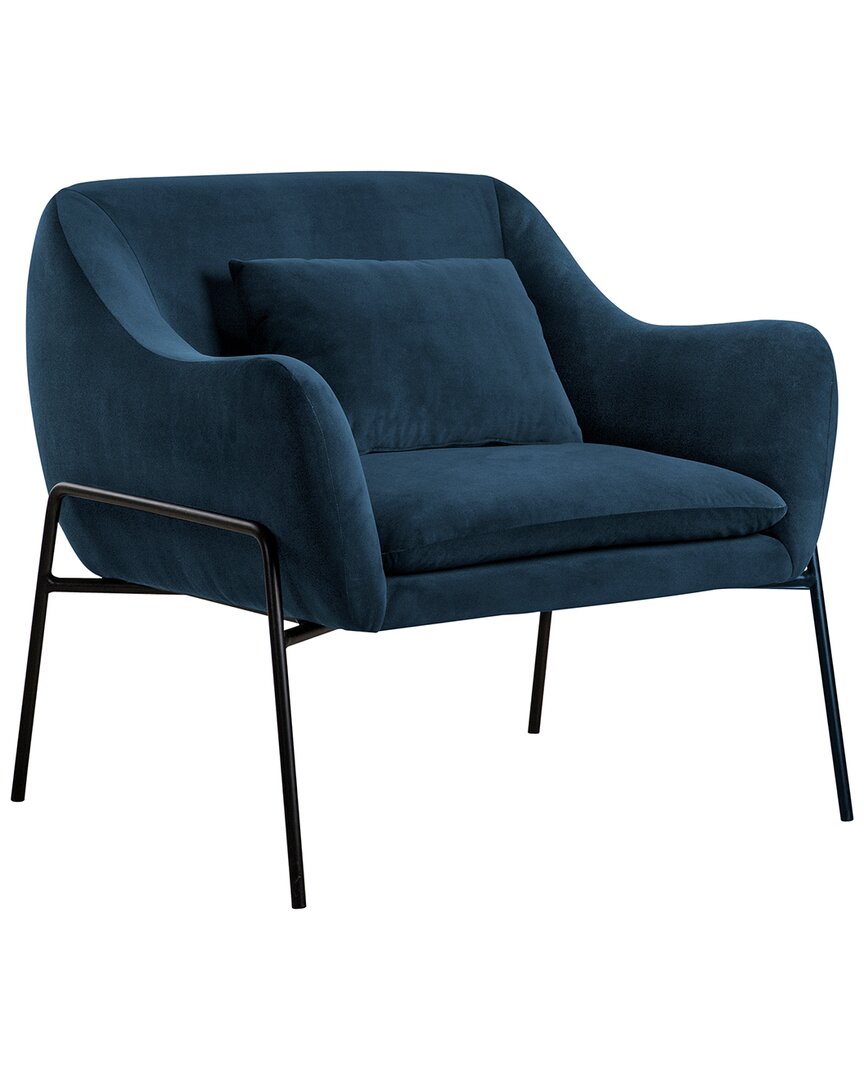 Armen Living Karen Velvet Modern Accent Chair In Blue
