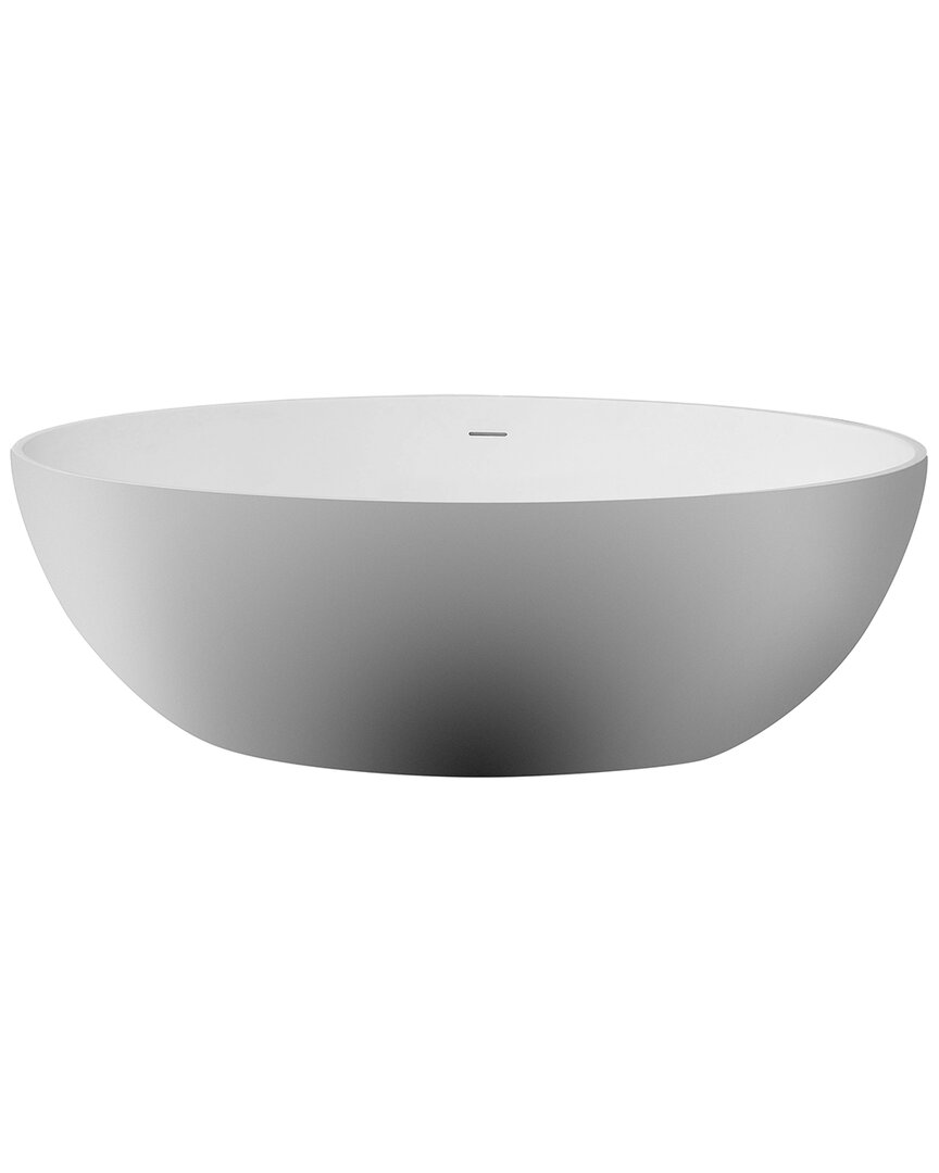 Alfi 67in White Oval Solid Surface Smooth Resin Soaking Bathtub