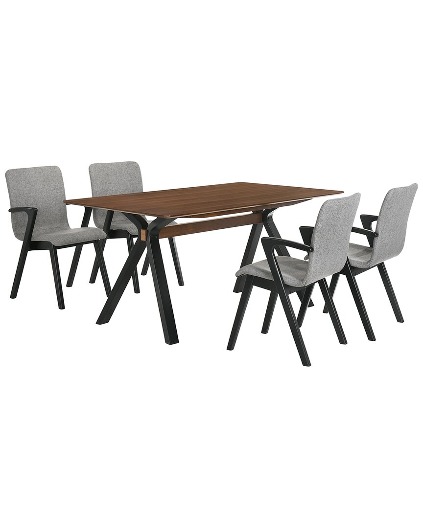 Armen Living Laredo And Varde 5pc Rectangular Dining Set In Gray