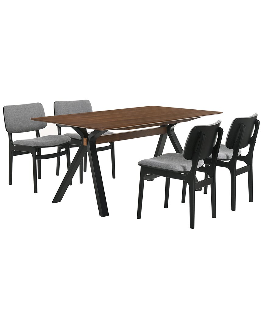 Armen Living Laredo And Lima 5pc Rectangular Dining Set In Gray