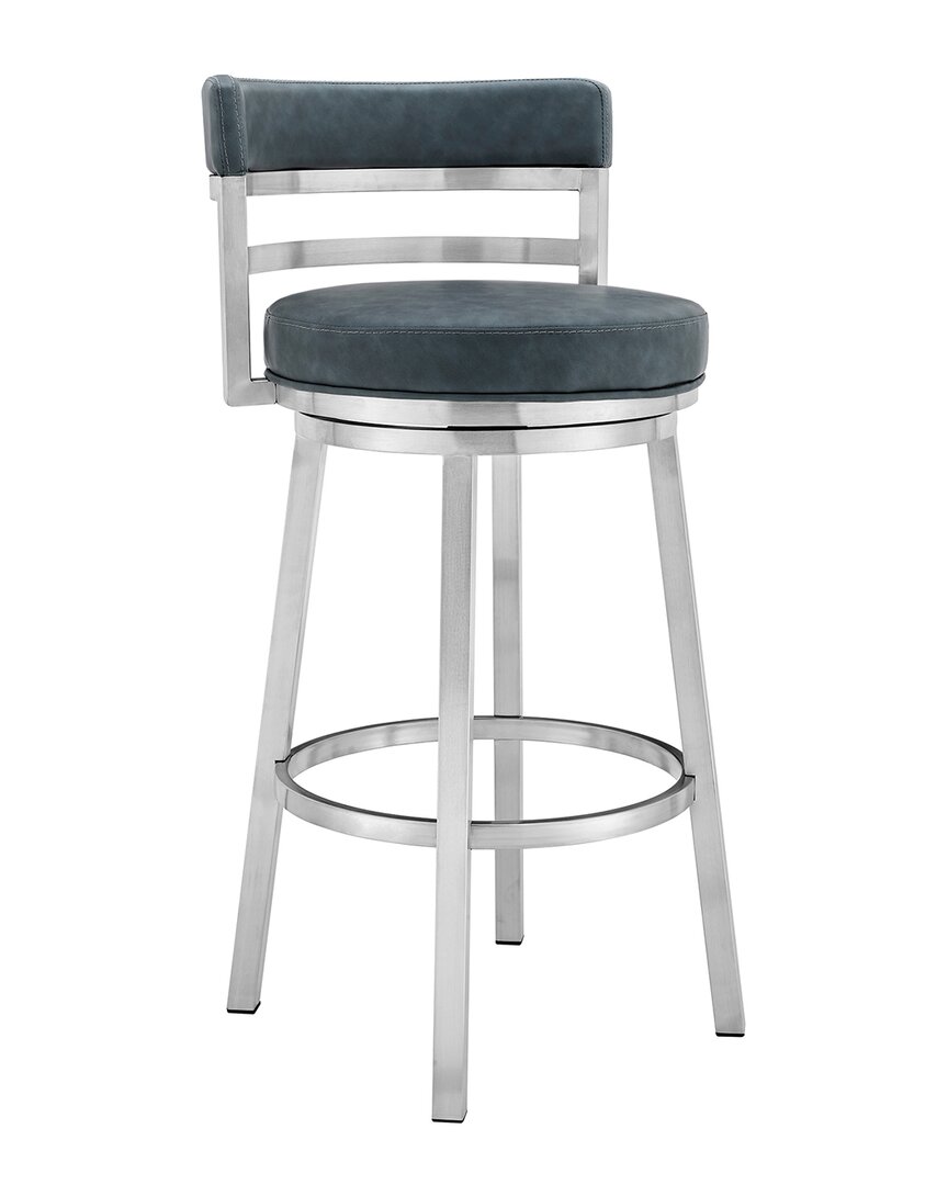 Armen Living Madrid Contemporary 30in Counter Height Barstool In Blue