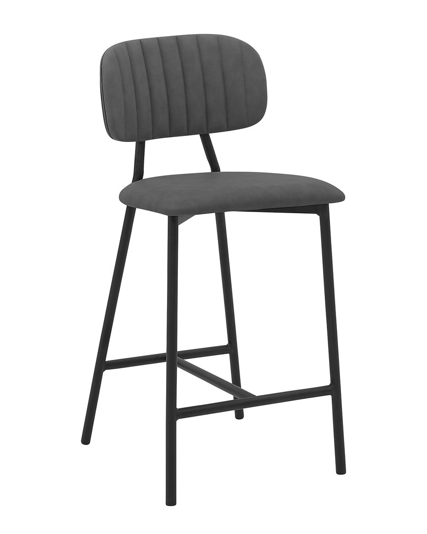 Armen Living Rococo 26in Metal Counter Height Bar Stool In Gray