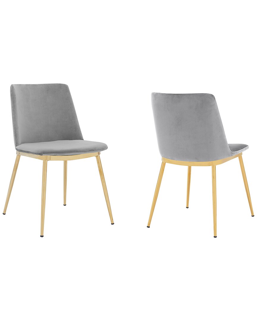 Armen Living Set Of 2 Messina Modern Velvet Dining Chairs In Gray