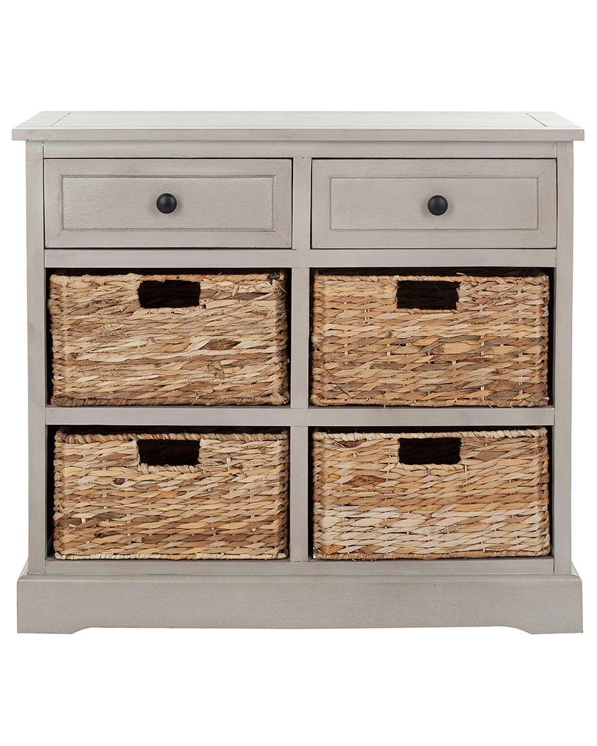 Safavieh Herman Storage Unit With Wicker Baskets In Gray