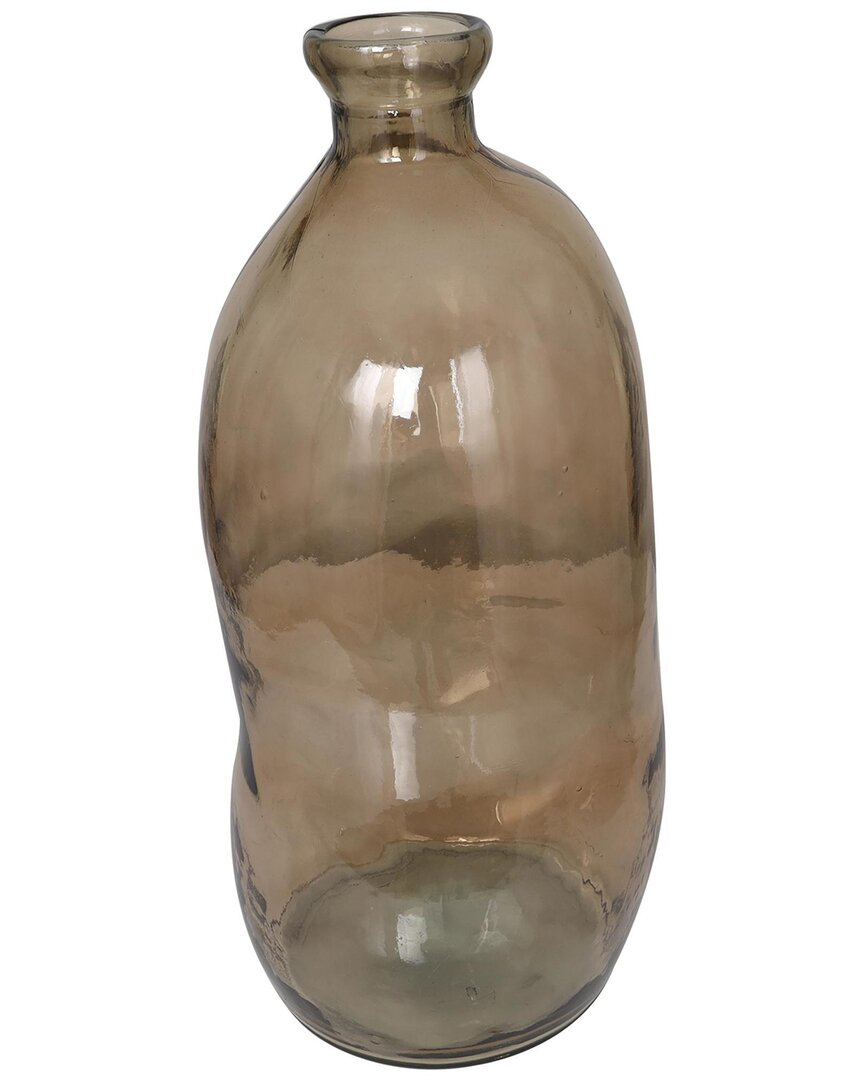 Peyton Lane Recycled Glass Spanish Bottle Decorative Vase In Brown