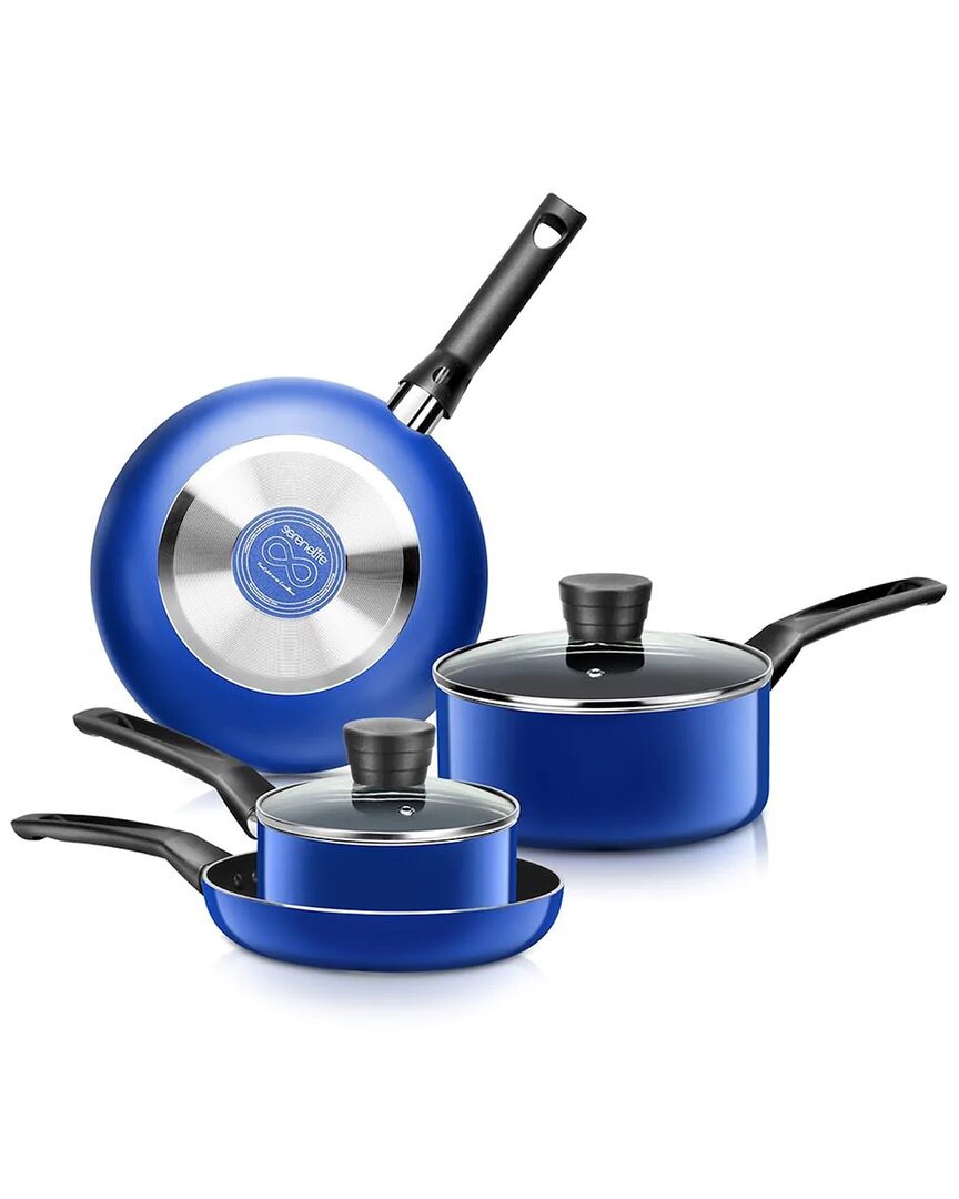 Serenelife 6pc Blue Cookware Set