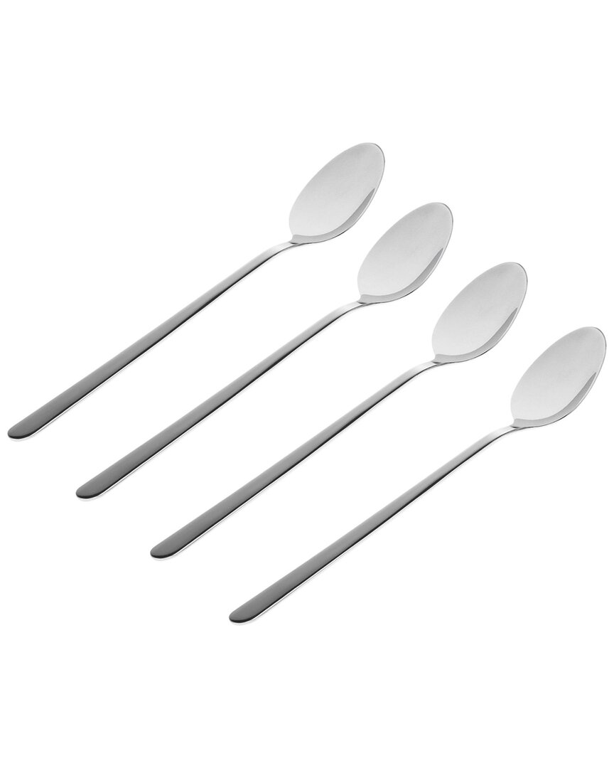 Godinger Set Of 4 Lola Mirrored 18/0 Stainless Steel Iced Tea In Gray