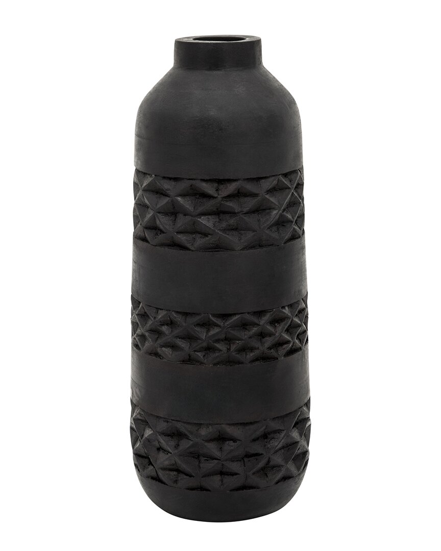 Sagebrook Home Wood Stained Vase In Black