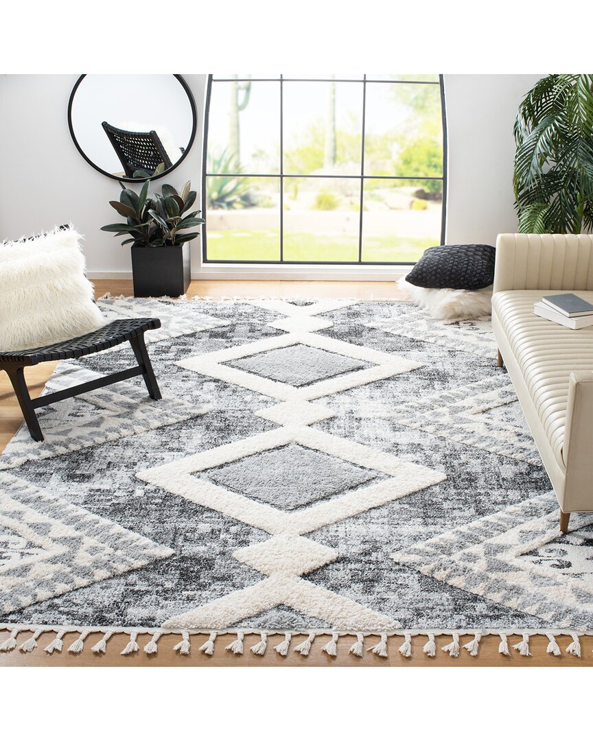Safavieh Moroccan Tassel Shag Polypropylene Pile Rug In Gray