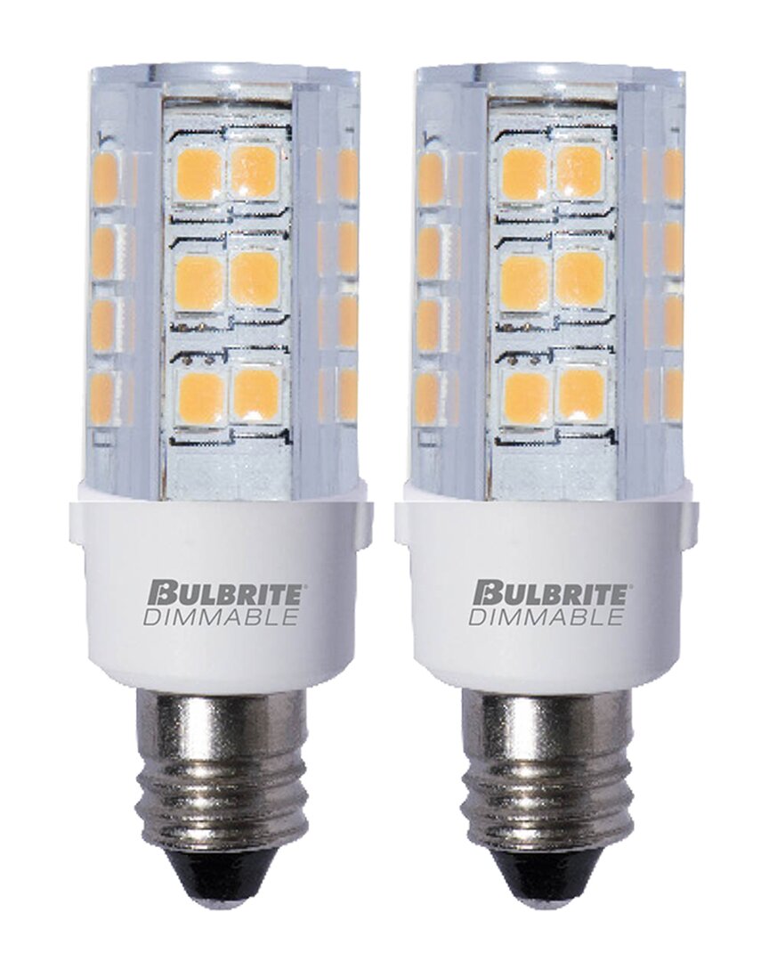 Bulbrite Pack Of (2) Led Mini T4 Dimmable Candelabra Screw Base (e12) Light Bulb