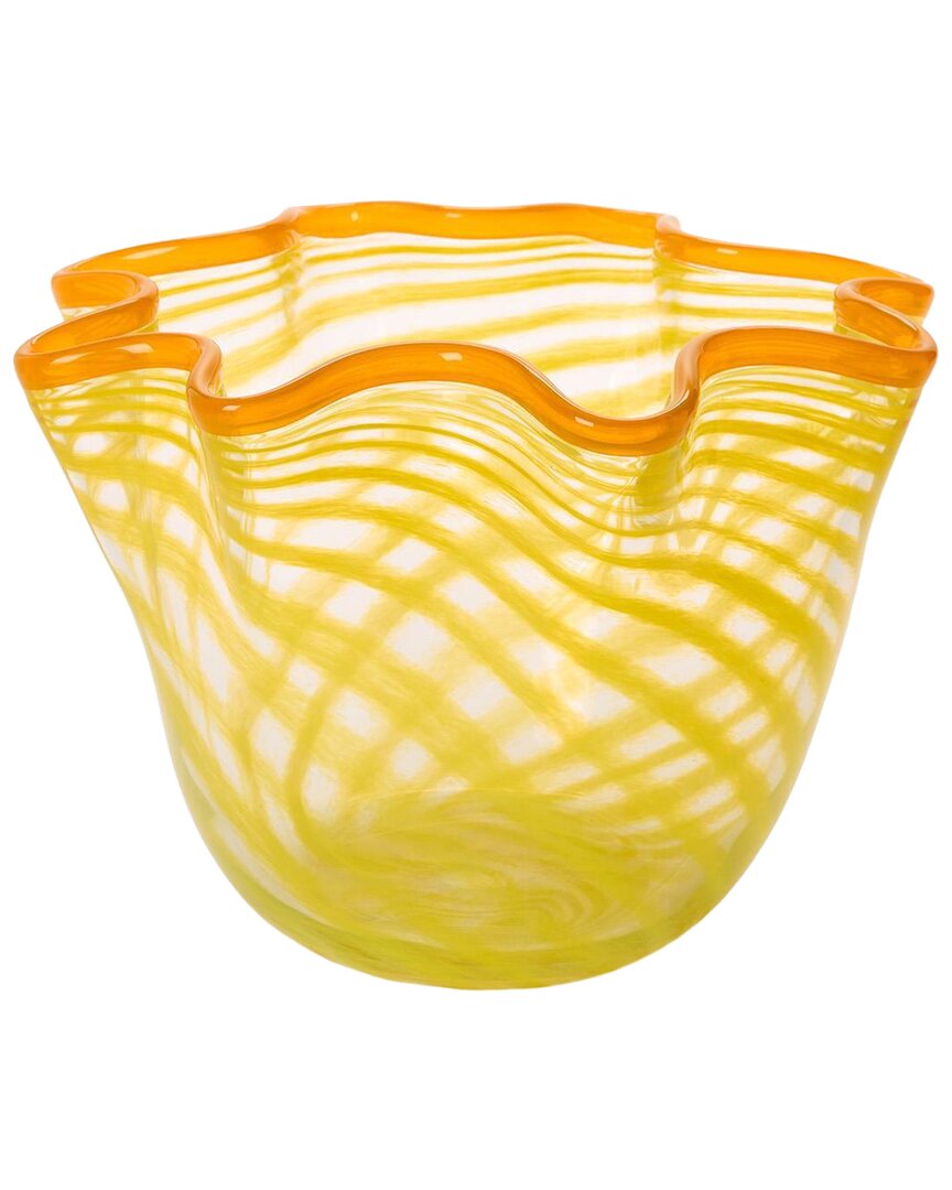 Tozai Home Rialto Swirl Flare Bowl In Yellow