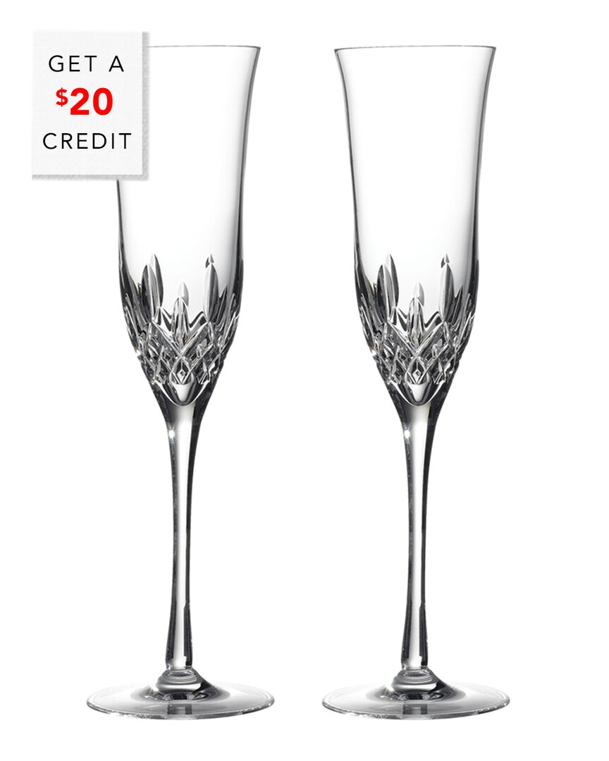 Waterford Lismore Set Of Two 8oz Essence Flute With $20 Credit