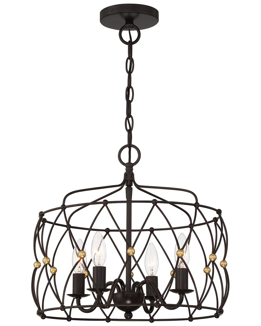 Shop Crystorama Zucca 4-light English Bronze & Antique Gold Lantern In Metallic