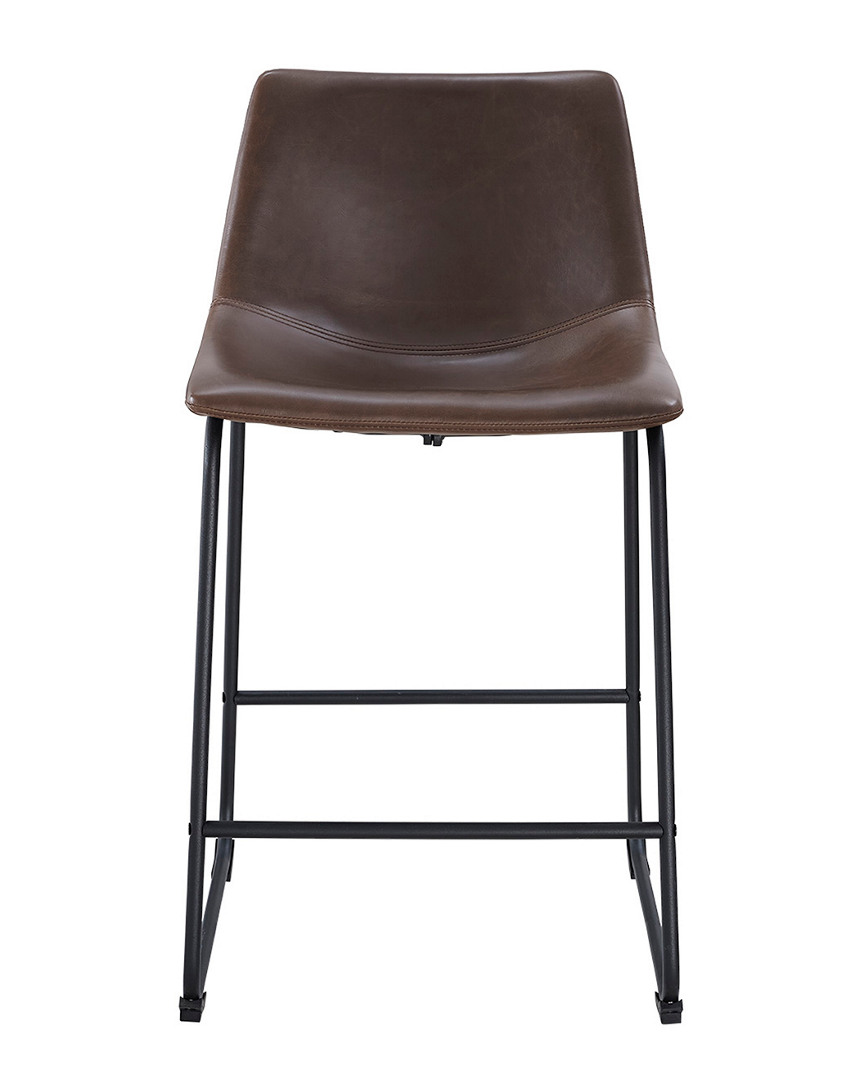 Hewson Set Of 2 Faux Leather Kitchen Counter Stools