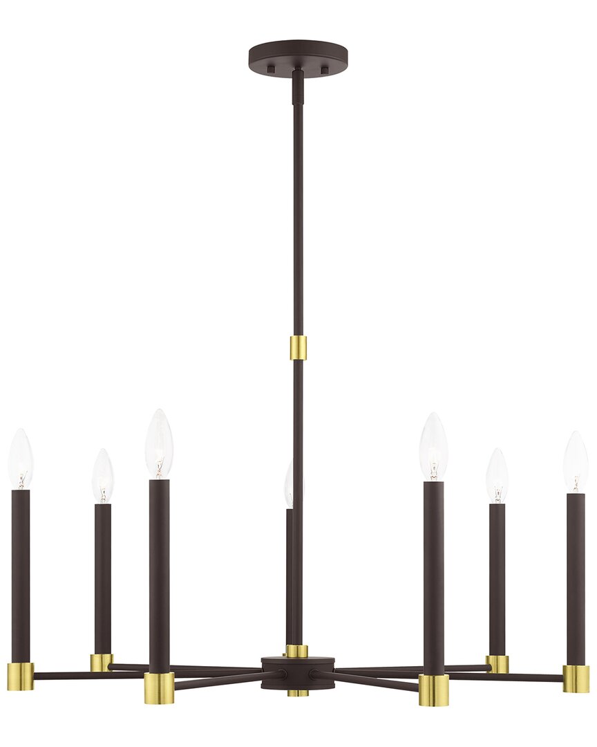 Livex Lighting 7-light Bronze With Satin Brass Accents Chandelier In Bronze