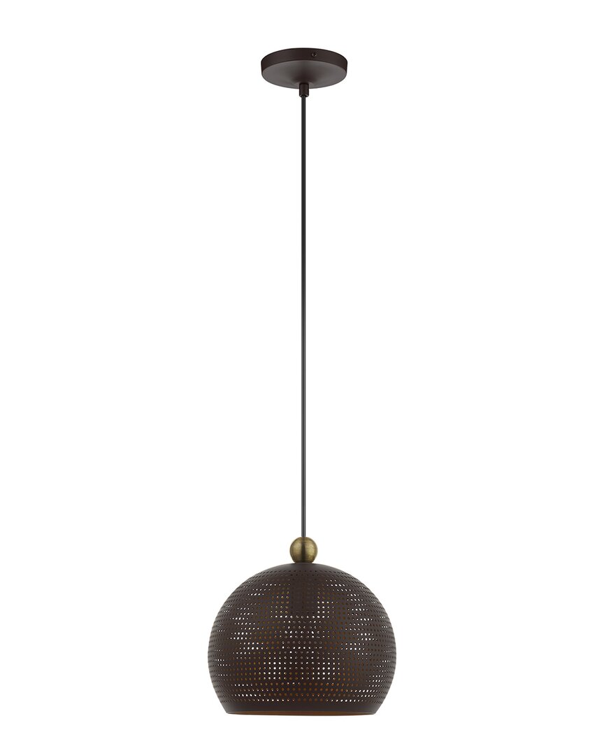 Livex Lighting 1-light Bronze With Antique Brass Accents Pendant