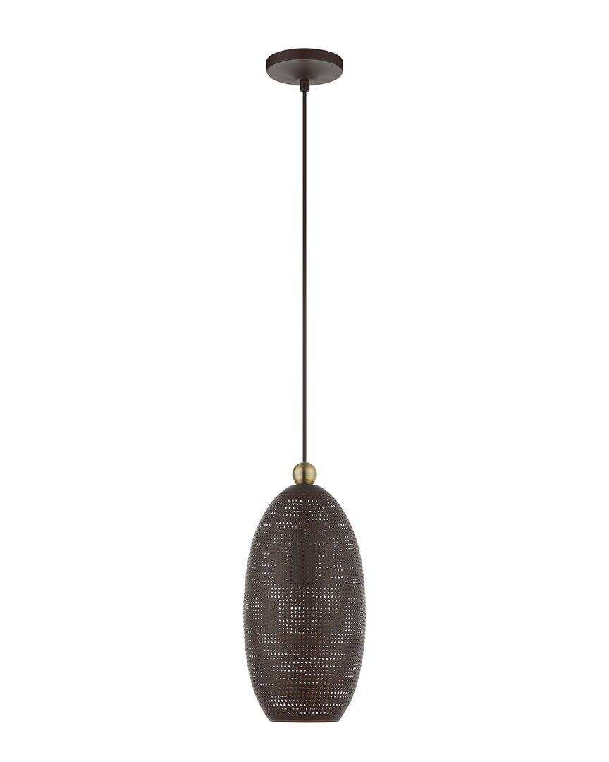 Livex Lighting 1-light Bronze With Antique Brass Accents Pendant In Bronze