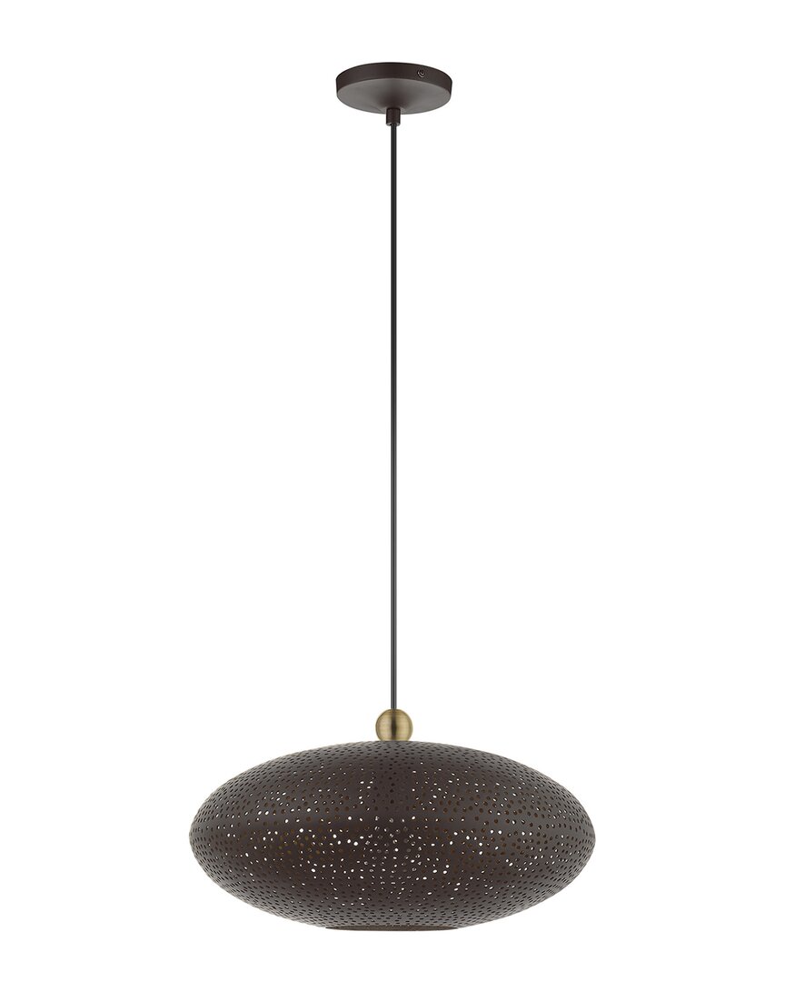 Livex Lighting 1-light Bronze With Antique Brass Accents Pendant In Bronze