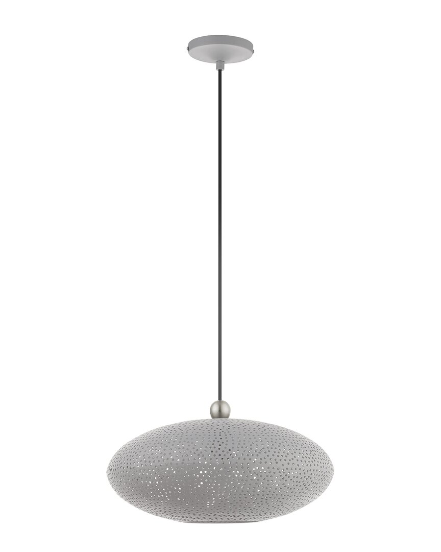 Livex Lighting 1-light Nordic Gray With Brushed Nickel Accents Pendant In Grey