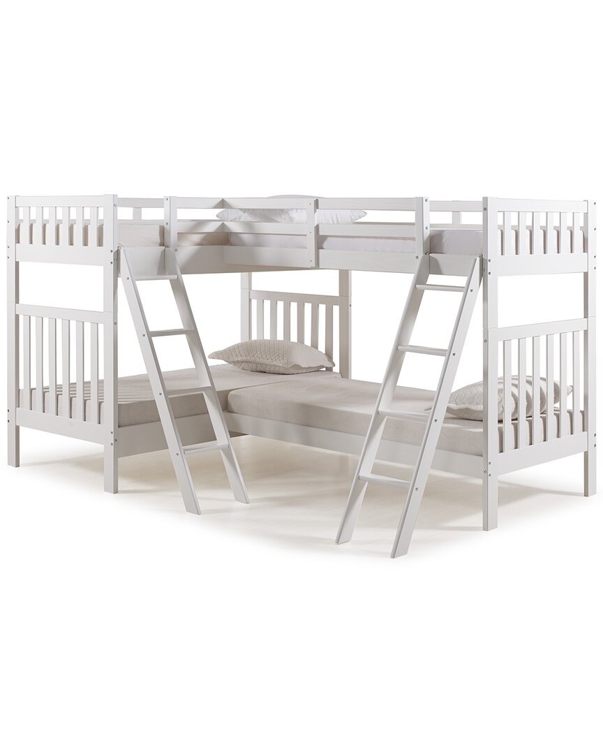 Shop Alaterre Aurora Twin Over Twin Wood Bunk Bed With Quad Bunk Extension