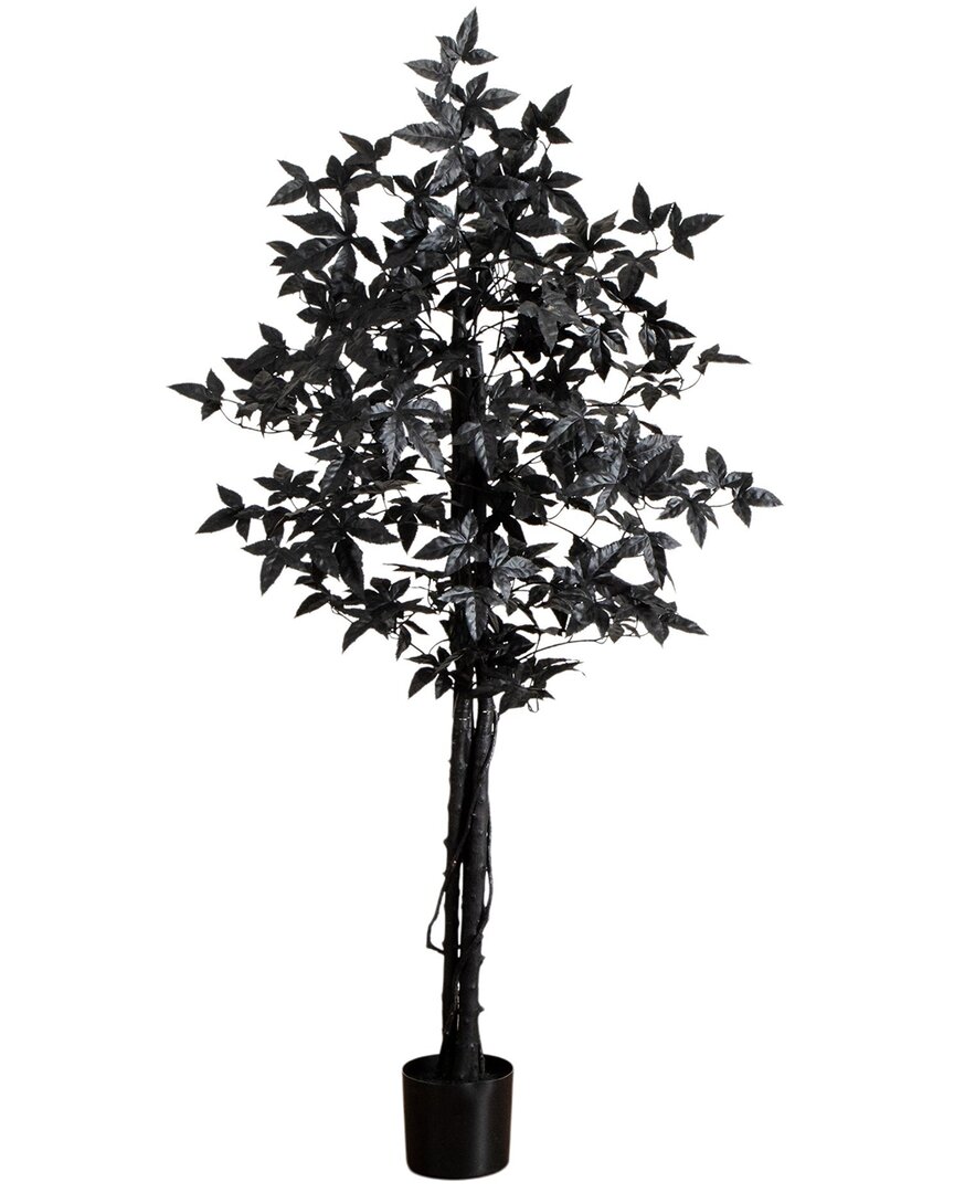 Nearly Natural 5ft. Artificial Halloween Black Maple Tree In Green