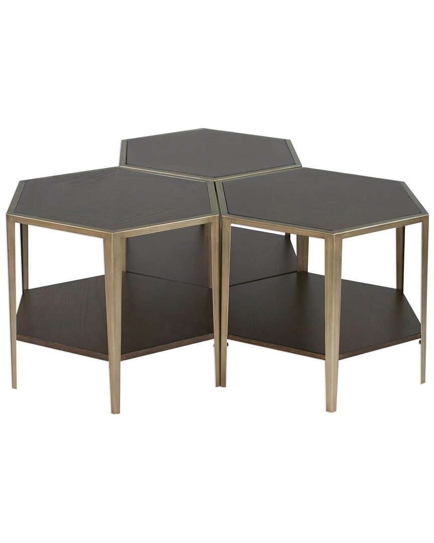 Uttermost Alicia Geometric Accent Table In Brown