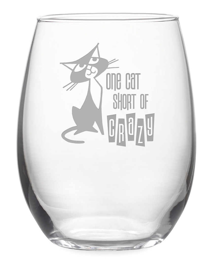 Susquehanna Glass Set Of 4 One Cat Short Stemless Wine Tumblers
