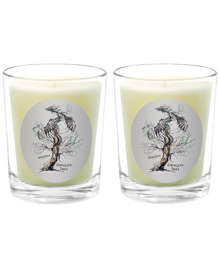 Qualitas Dragon Tree Two Scented Beeswax Candle Set In White