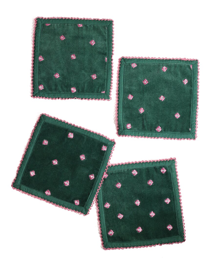 TIRAMISU TIRAMISU EMERALD BLOSSOM LUXURY COCKTAIL NAPKINS 